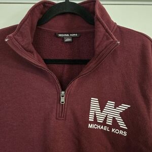 Michael Kors Men's Burgundy 1/4 Zip Sweatshirt
